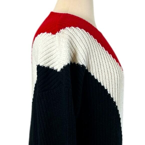 Time and Tru Sweater Chunky Shaker Knit Black Red Cream Women’s Size XL 16/18 - Picture 7 of 10